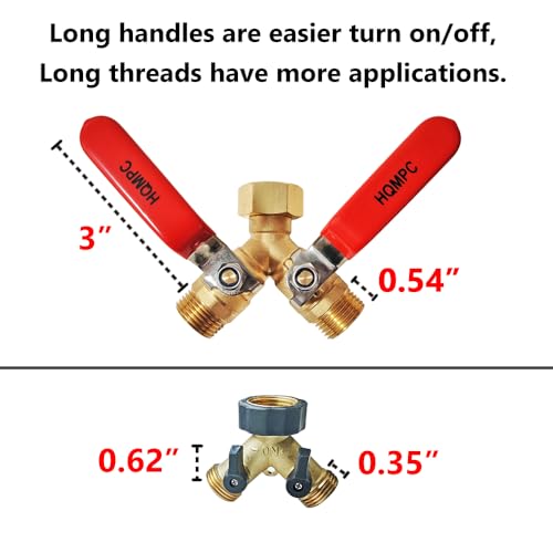 Garden Hose Y Valve Splitter 2 Way Heavy Duty Water Hose Y Splitter For garden lawn watering With Shut off Valves