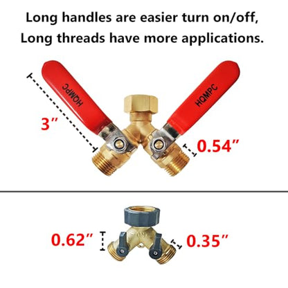 Garden Hose Y Valve Splitter 2 Way Heavy Duty Water Hose Y Splitter For garden lawn watering With Shut off Valves