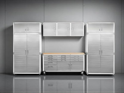 Heavy Duty 8 Piece Steel Garage Cabinet Storage Set with Rolling Workbench