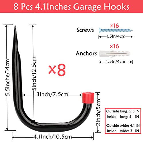 Heavy Duty Steel Garage Storage Utility Hooks (8 Count)