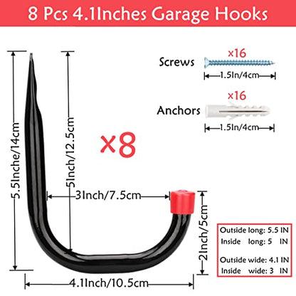 Heavy Duty Steel Garage Storage Utility Hooks (8 Count)