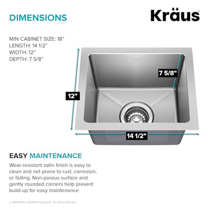 Fairlane 15 inch Undermount Single Bowl 18