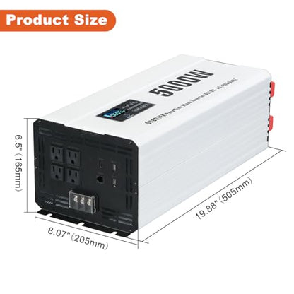 5000W Power Inverter Pure Sine Wave 12V DC to 120V AC