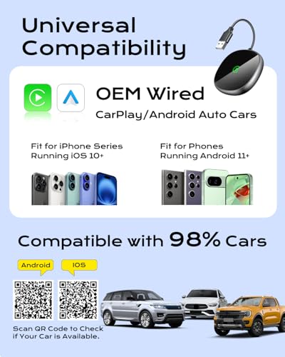 Wireless Carplay Adapter for iPhone & Android Auto 2