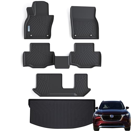 Floor Mats & Cargo Liner for 2024 2025 2026 Mazda CX90 PHEV 8 Seats TPE All Weather Protection 3 Rows Car Floor Liner for Mazda Accessories