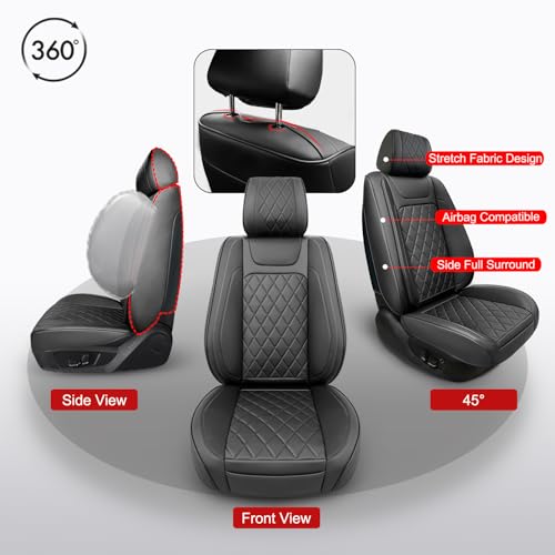 2 Pack Waterproof Full Surround Leather Car Seat Covers Full Set (2 Count)
