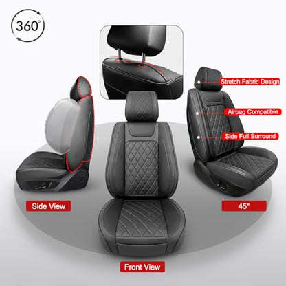 2 Pack Waterproof Full Surround Leather Car Seat Covers Full Set (2 Count)