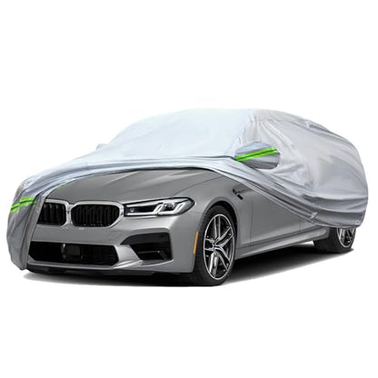 6 Layers Premium Full Car Cover Hard Shell Zipper Design Waterproof All Weather Weatherproof UV Sun Protection Snow Dust Storm Resistant Outdoor with Straps