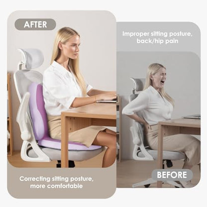 Car Seat Cushion and Back Support for Car Ultrathick Memory Foam Office Chair Cushions with Lumbar Support Pillow for Sciatica & Back & Tailbone Pain Relief
