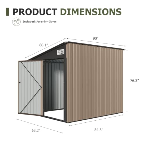 8x6 FT Lean to Outdoor Storage Shed with Sloping Roof