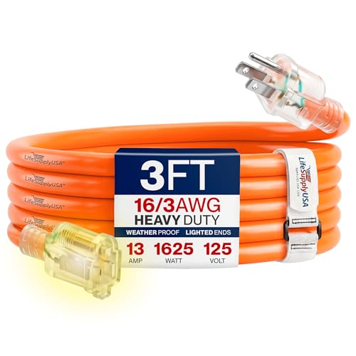 3ft Outdoor Indoor Extension Cord 16