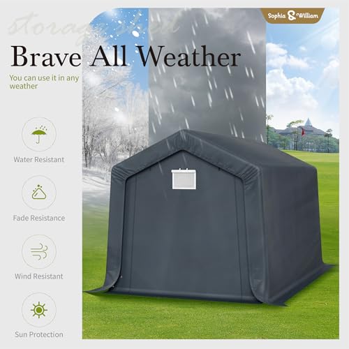 Storage Shed 8x12 ft Portable Garage Heavy Duty Carport