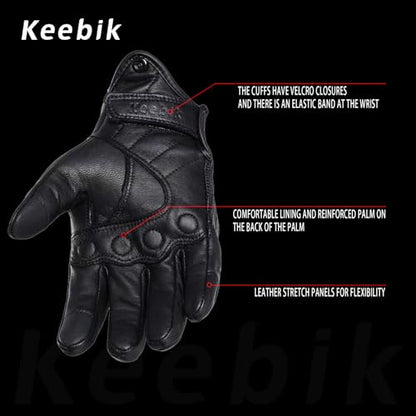Goatskin Leather Motorcycle Motorbike Powersports Racing Gloves Reflective Skull Touchscreen for Men and Women Model