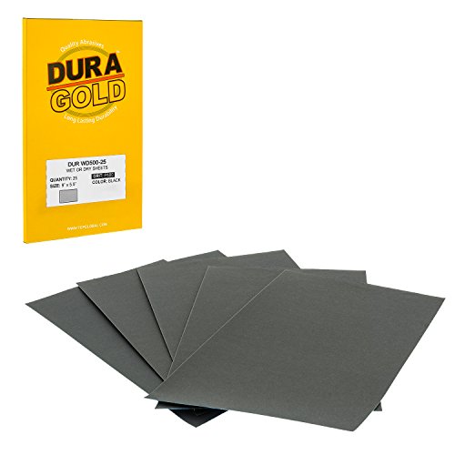 Premium 500 Grit Wet or Dry Sandpaper Sheets (25 Count)