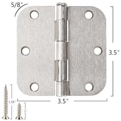 Rounded Door Hinges Brushed Nickel 3.5 Inch 5