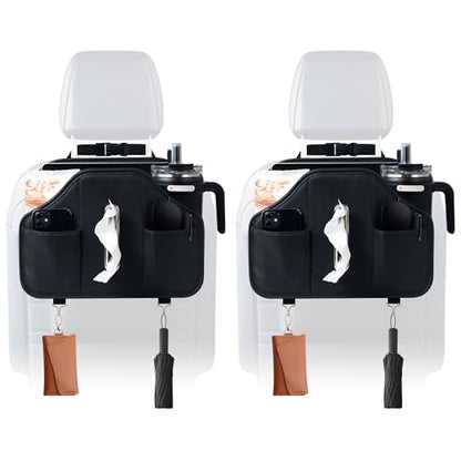 Upgraded Car Seat Back Organizer With Extra Large Tissue Holder Fits For Kleenex Tissue Box