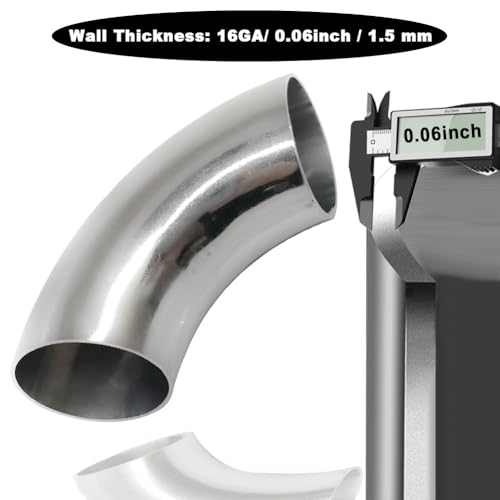 OD 1.25 Inch 90 Degree Stainless Steel Bend Tube Exhaust Elbow Pipe for Car Modified Exhaust System 1.25" Piping Silver Tone