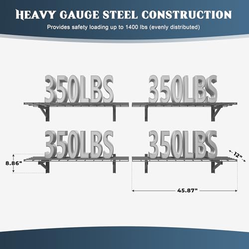 4 Pack Wall Mounted Garage Shelving