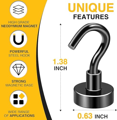 Magnetic Hooks 200pcs 30lbs Cruise Essentials 2026 Magnet Hook Black (200 Count)