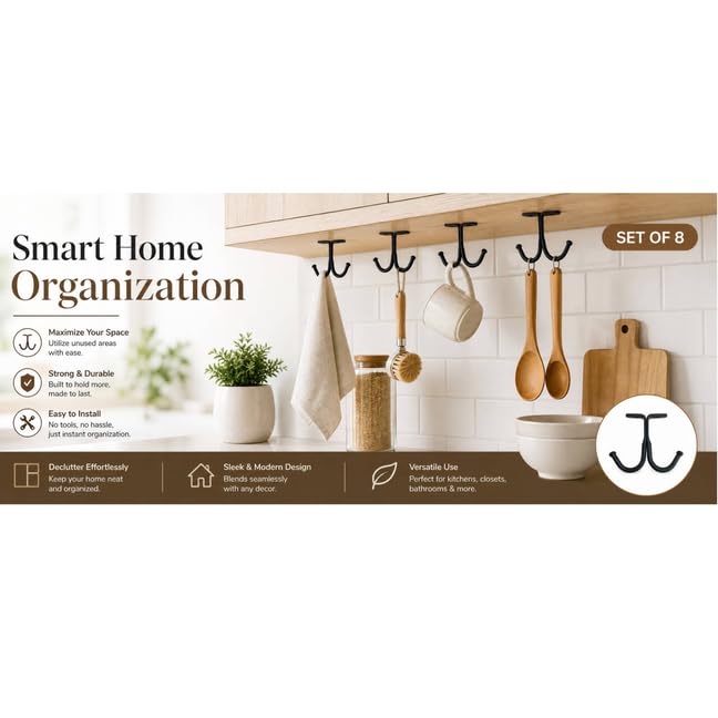 10 Pcs Black Under Shelf Hooks
