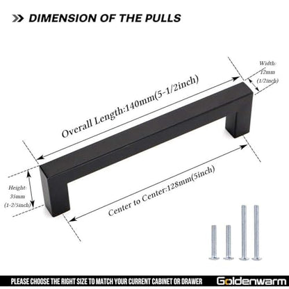 200 Pack 5 Inch Matte Black Cabinet Handles Kitchen Drawer Pulls (200 Count)