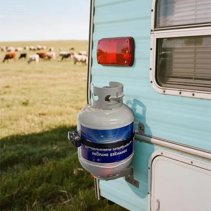 RV Propane Tank Cylinder Rack and Trailers Secure Exchange Propane Cylinder Mount for Campers