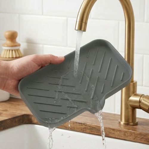 Silicone Soap Dish with Drain Spout