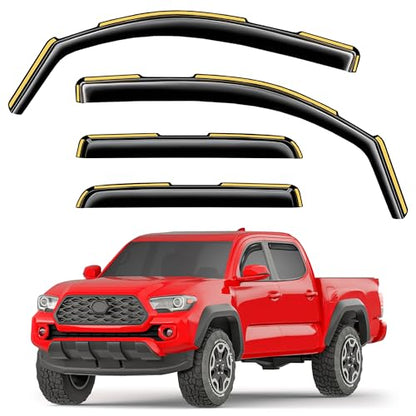 Window Visors Rain Guards for Toyota Tacoma Double Cab 2016 (4 Count)