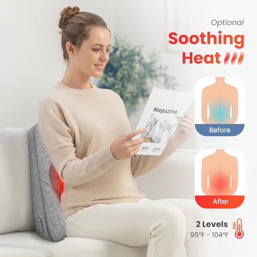 Lumbar Support Pillow for Office Chair with 4 Shiatsu Massage Heads & Heat