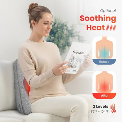 Lumbar Support Pillow for Office Chair with 4 Shiatsu Massage Heads & Heat