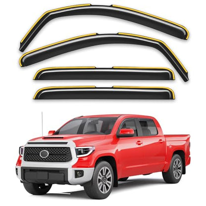 Window Visors Rain Guards for Toyota Tundra CrewMax 2007 (4 Count)