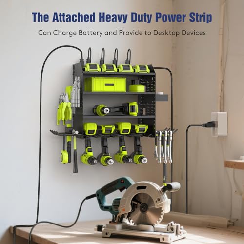 Heavy Duty Power Tool Organizer Wall Mount with Charging Station