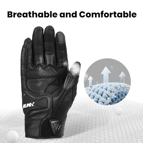 Goatskin Leather Motorcycle Motorbike Powersports Racing Gloves Touchscreen for Men and Women Model DN01