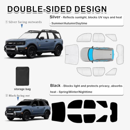 8pcs Thicken Sun Shades for Ford Bronco Sport 2021 (8 Count)