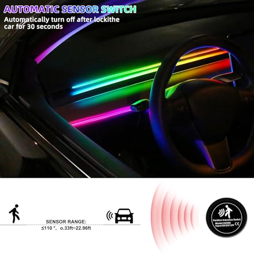 Acrylic Interior Car LED Strip Light with 30S Motion Sensor Switch&USB Hub