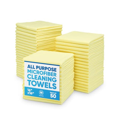16"x16" 50 Pack Microfiber Cleaning Cloths (50 Count)