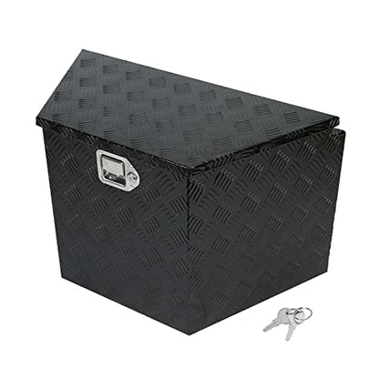 28 Inch Heavy Duty Aluminum Stripes Plated Tool Box Pick Up Truck Bed RV Trailer Tongue Toolbox Waterproof Storage Organizer with Lock and Keys