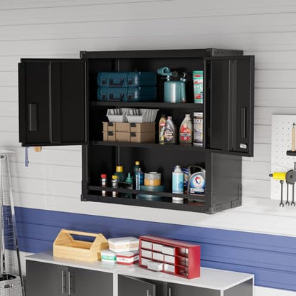 Garage Wall Cabinet with Locking Doors and Adjustable Shelf