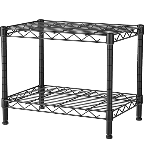 Small Wire 2 Shelves Pantry Metal Shelf Floor Organizer Under Desk