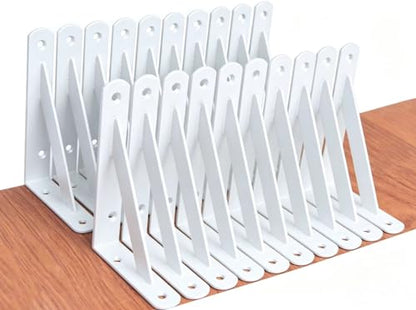 20 Pack L6 x H 4" White Heavy Duty Shelf Brackets with Screws Metal Shelf Brackets Shelf Support Angle Brackets for Shelves L Brackets Heavy Duty Floating Shelf