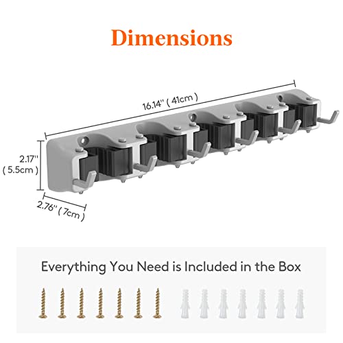 Mop and Broom Holder Organizer Wall Hanging Mount