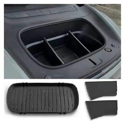 Compatible For Tesla Model Y Juniper 2025 Launch 2026 Front Trunk Mat Partition Board TPE Frunk Protector Cushion Organizer Storage Box