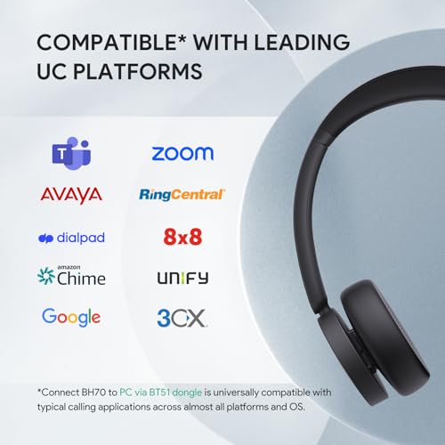 BH70 Teams Bluetooth Headset with Mic for Work