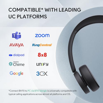 BH70 Teams Bluetooth Headset with Mic for Work