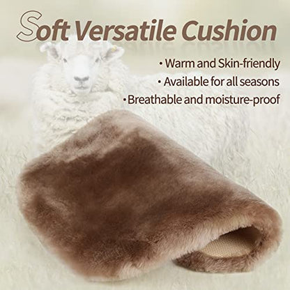 Genuine Sheepskin Car Seat Cushion Seat Covers for Cars Trucks SUV Comfort Seat Protector Pad for Car Driver Seat Car Accessories for Women Office Chair Car Decor