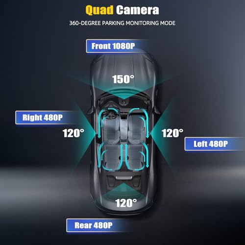 4 Channel 2.4 Inch 1080P Dash Cam Front and Rear Inside Left Right