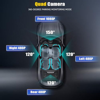 4 Channel 2.4 Inch 1080P Dash Cam Front and Rear Inside Left Right