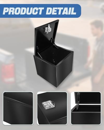 Heavy Duty Tool Box Chest Box Trailer Tongue Box for Pick Up Truck Bed RV Trailer Black Rectangle Truck Bed Storage with Side Handle (10 Count)