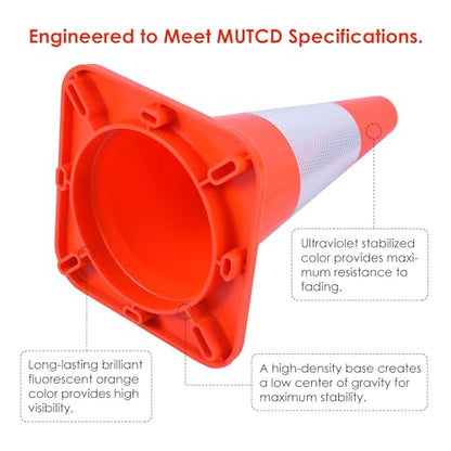 Overall Fluorescent Orange Red Integrated Traffic Cones