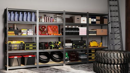 Storage Shelves Garage Shelving Heavy Duty 5 Tier Metal Shelving Units for Storage Adjustable Utility Shelf Rack for Kitchen Warehouse Basement 28" W x 11.8" D x 59.8" H